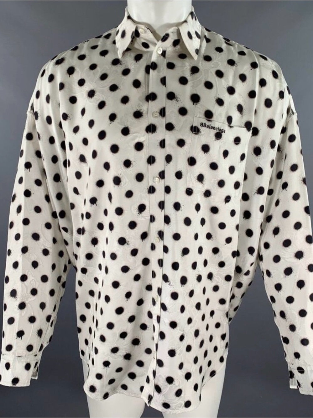 Balenciaga White Shirt with Black Polka Dots